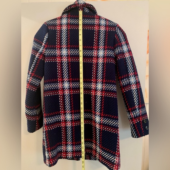 English Factory Navy Blue Plaid Coat - Picture 7 of 11